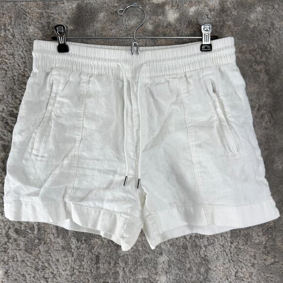 Athleta Size S Linen Athleisure Drawstring Casual Shorts White Pocket - Picture 1 of 9